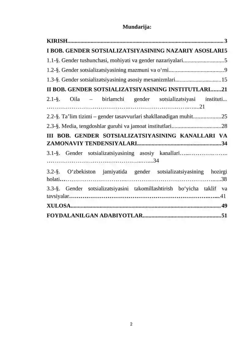 "GENDER SOTSIALIZATSIYASI MEXANIZMLARI, INSTITUTLARI VA KANALLARI" 2