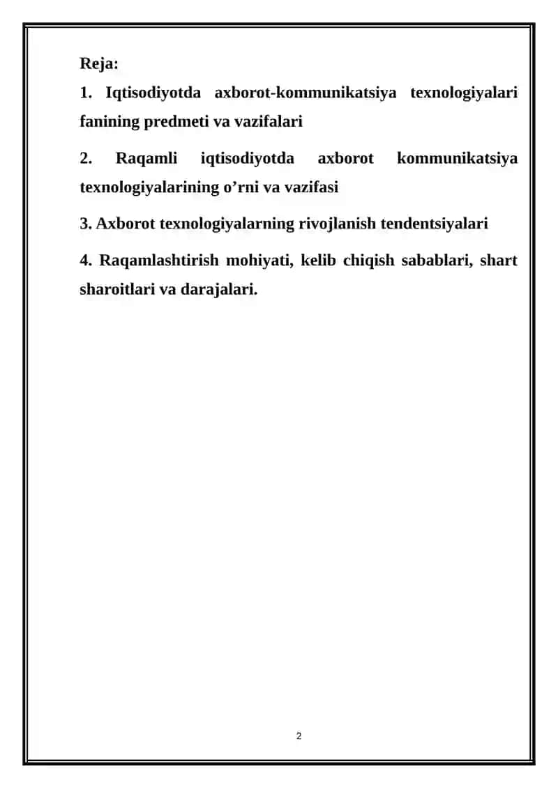 Iqtisodiyotda axborot texnologiyalarning o'rni va ahamiyati 2