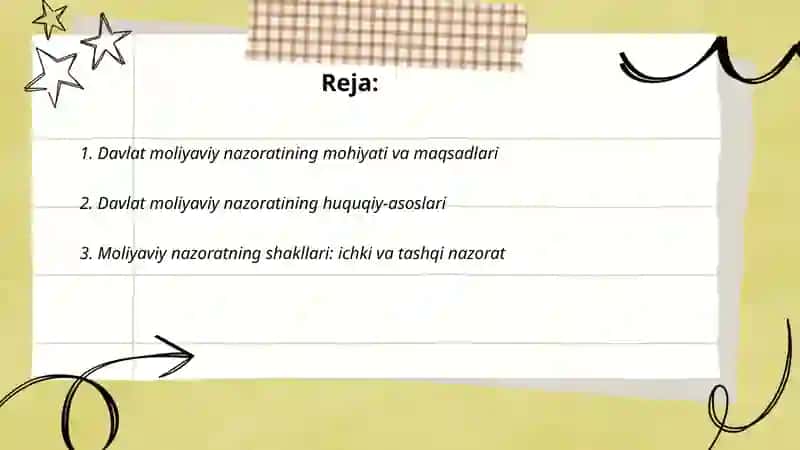 Davlat moliyaviy nazoratini tashkil etishning shakl va usullari 2
