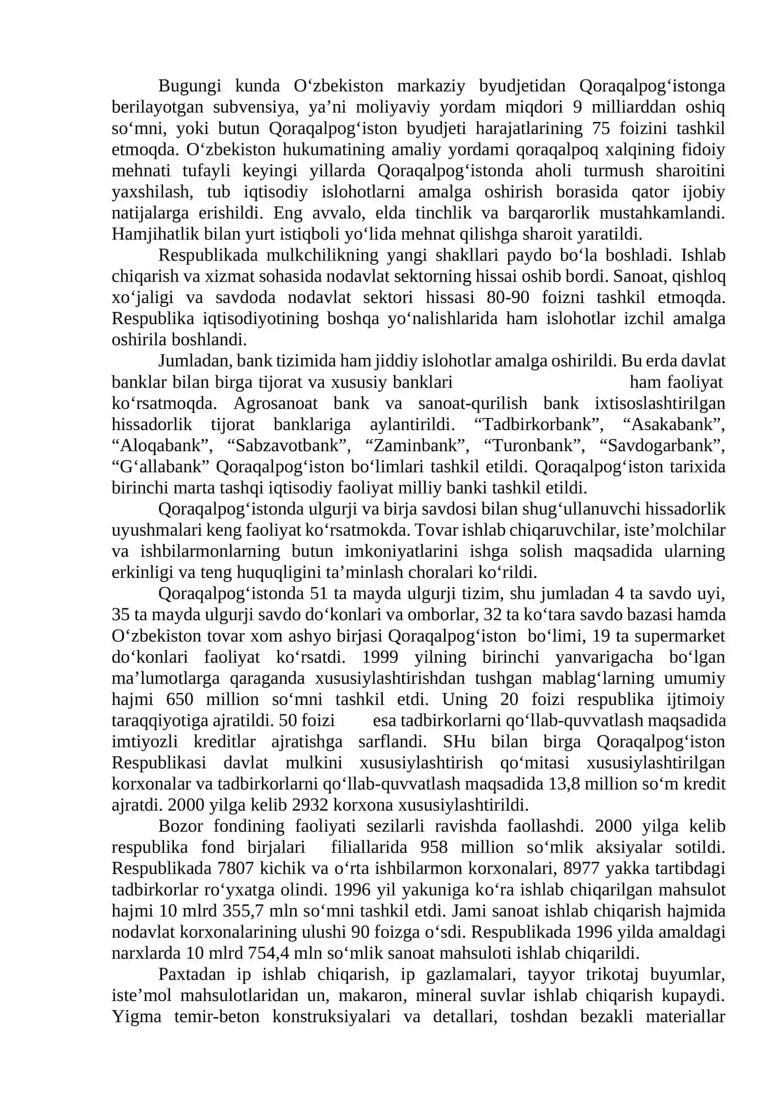 Mustaqillik yillarida Qoraqalpog‘iston Respublikasi 2