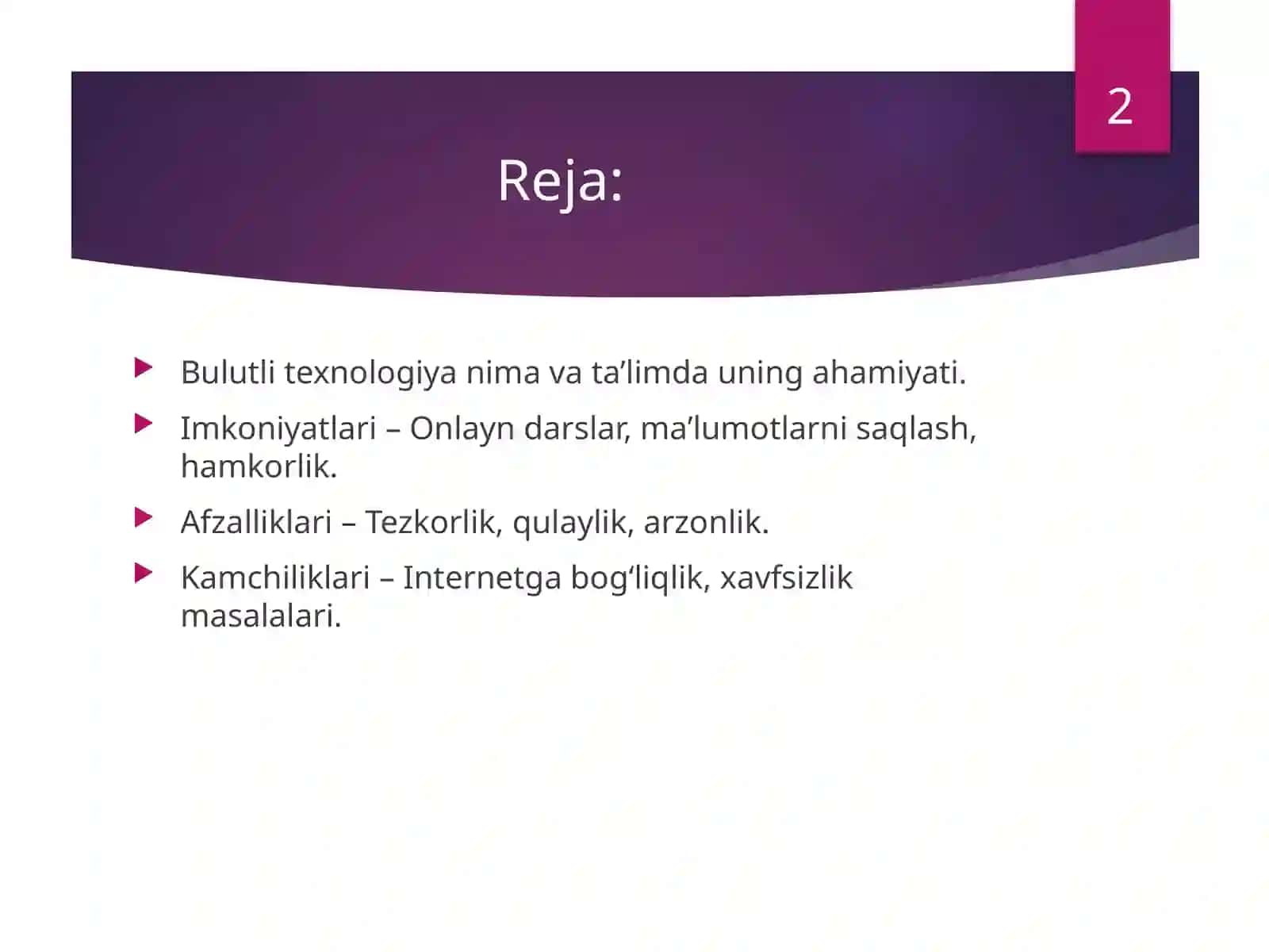 Bulutli texnologiyalarning talim imkoniyatlari 2