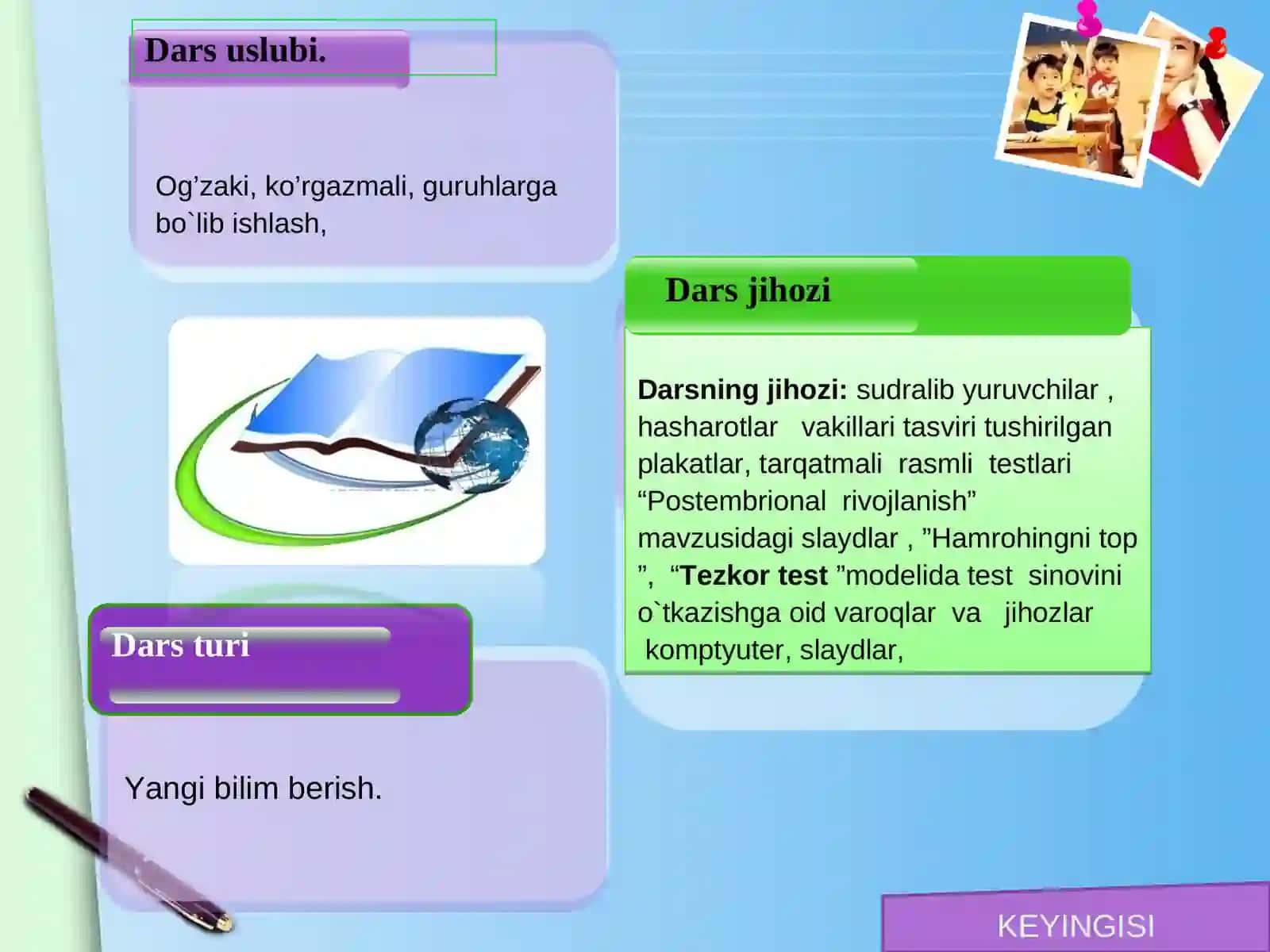 "Postembrional rivojlanish" dars ishlanmasi 2