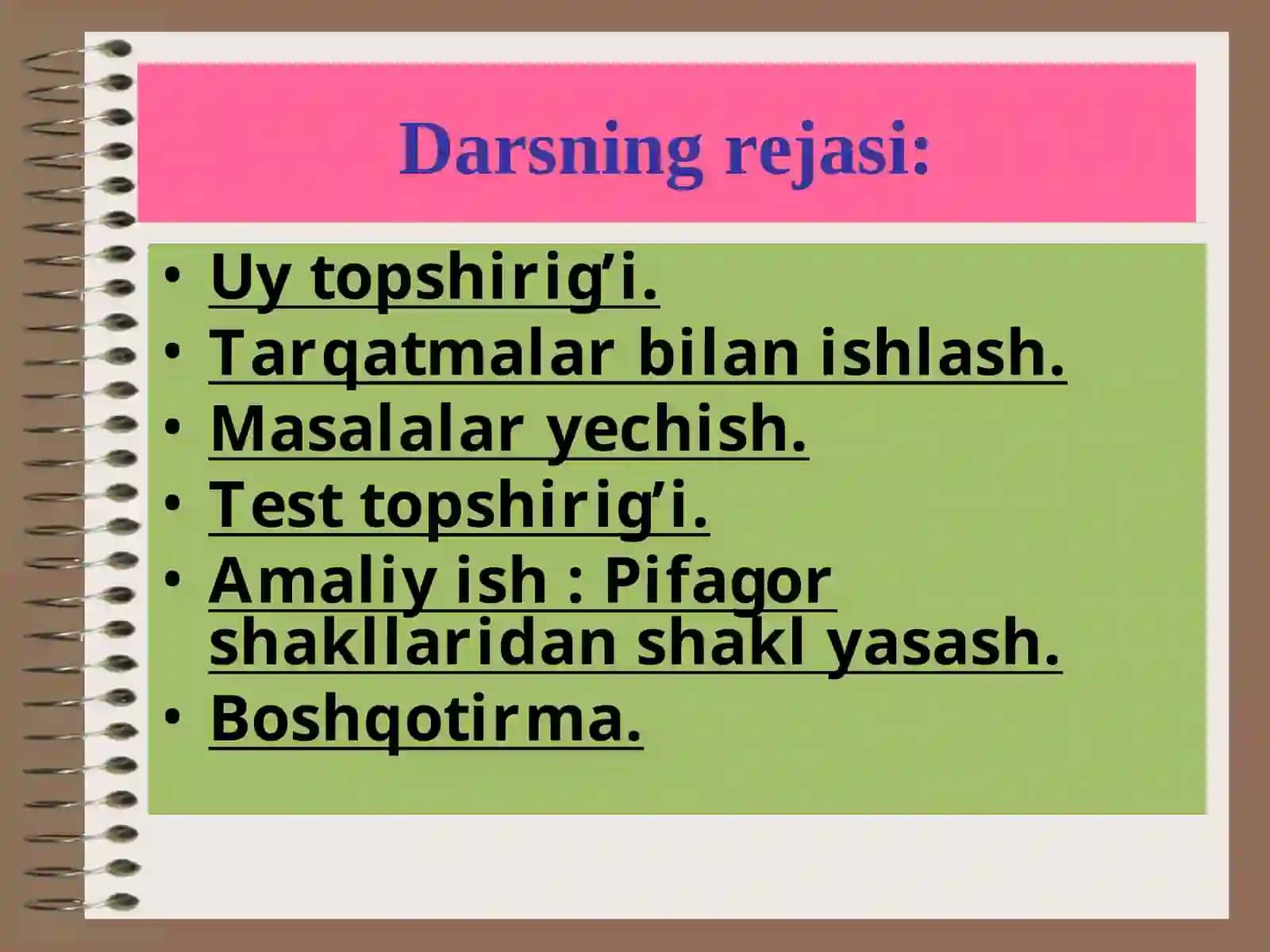 Planimetriya kursi bo’yicha takrorlash 2
