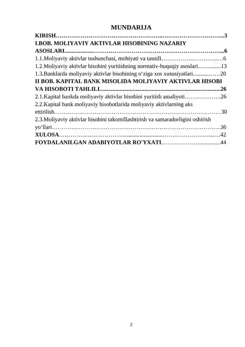Moliyaviy Aktivlar Hisobi 2