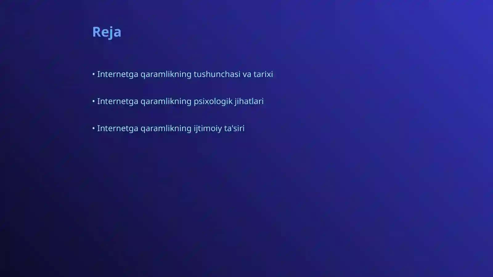 Internetga qaramlik. Fan nomi: Deviant xulq 2