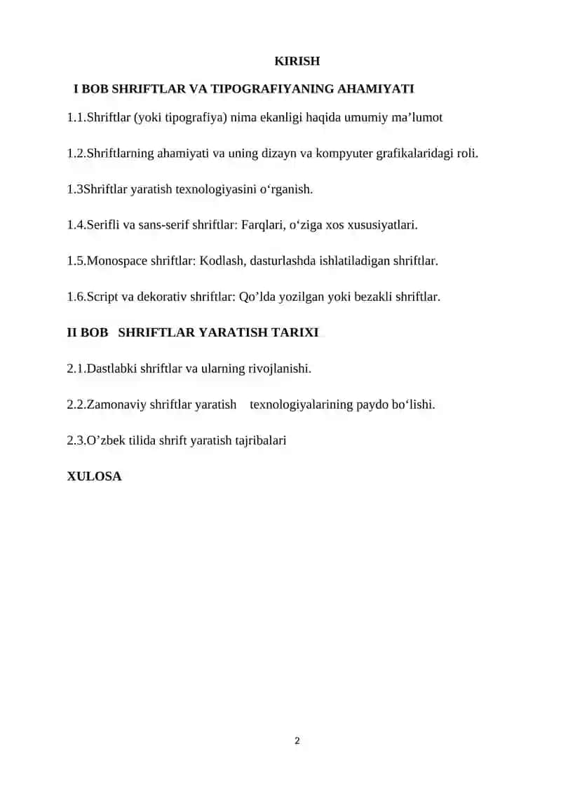 SHRIFTLAR YARATISH TEXNOLOGIYASI 2