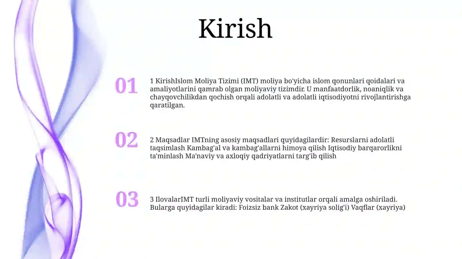 Islom Moliya Tizimi VaUningMaqsadlari 2