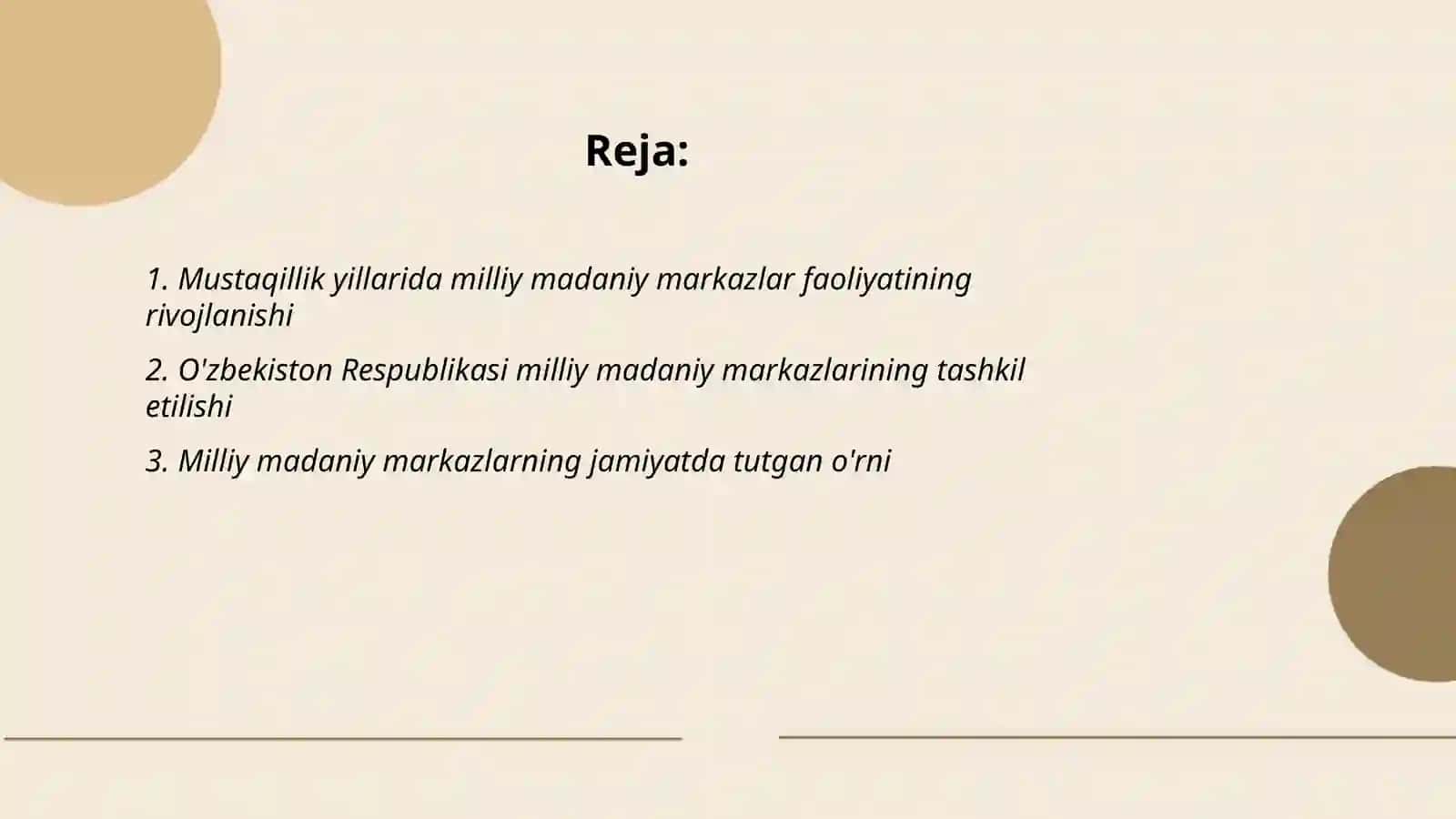 Mustaqillik yillarida Ozbekiston milliy madaniy markazlar faoliyati 2