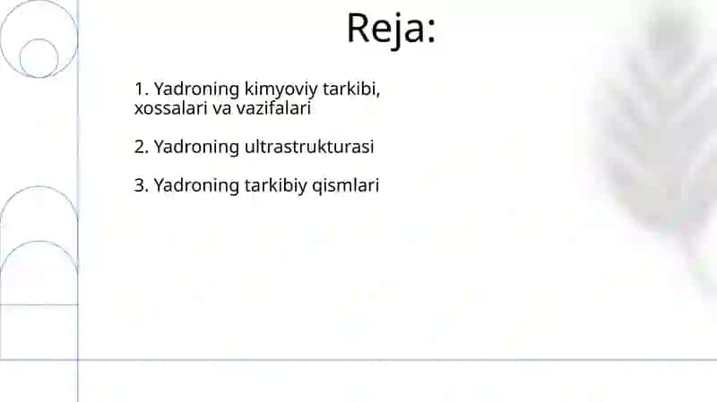 Yadroning tarkibiy qismlari,ultrastrukturaviy tuzilishi,tarkibi,xossalari,vazifalari 2