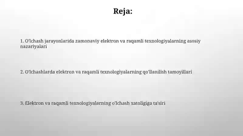 O'lchash jarayonlarida zamonaviy elektron va raqamli texnologiyalarning nazariy asoslari 2