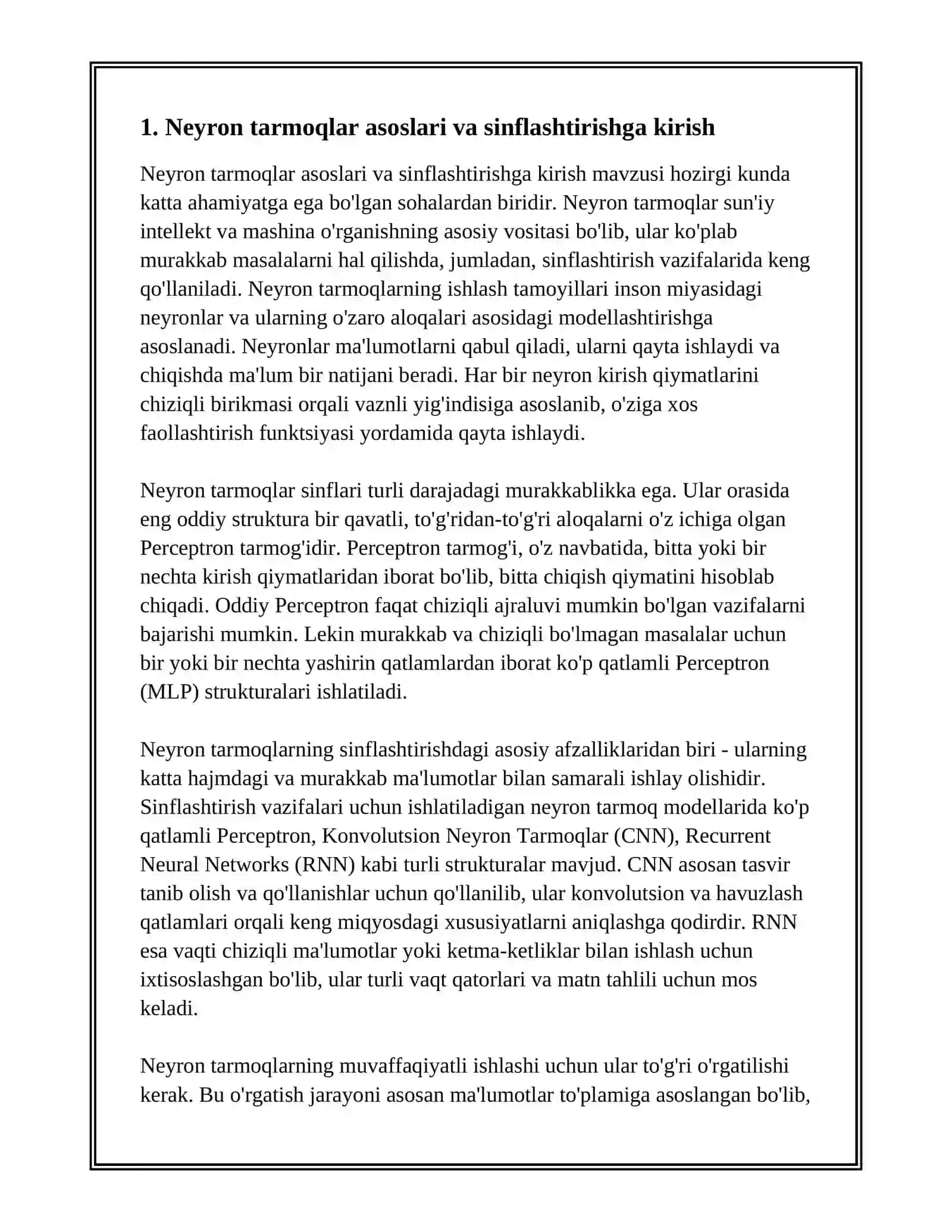 NEYRON TARMOQLAR YORDAMIDA SINFLASHTIRISH 2