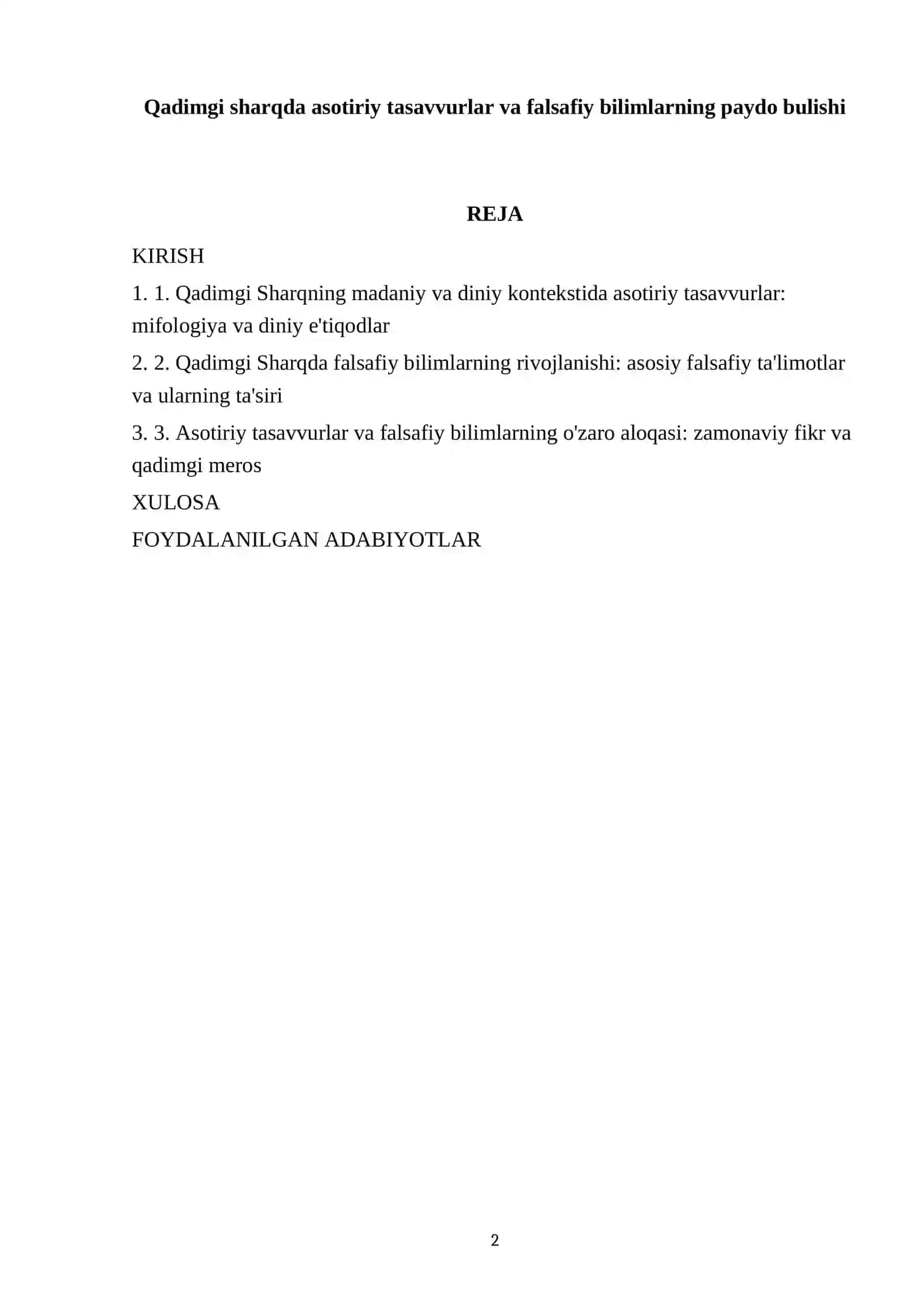 Qadimgi sharqda asotiriy tasavvurlar va falsafiy bilimlarning paydo bulishi 2
