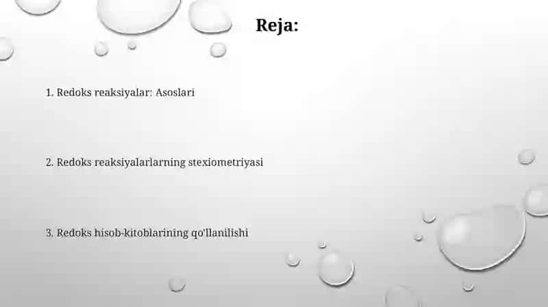 Oksidlanish -qaytarilish reaktsiyalari va ular asosida hisoblashlar 2