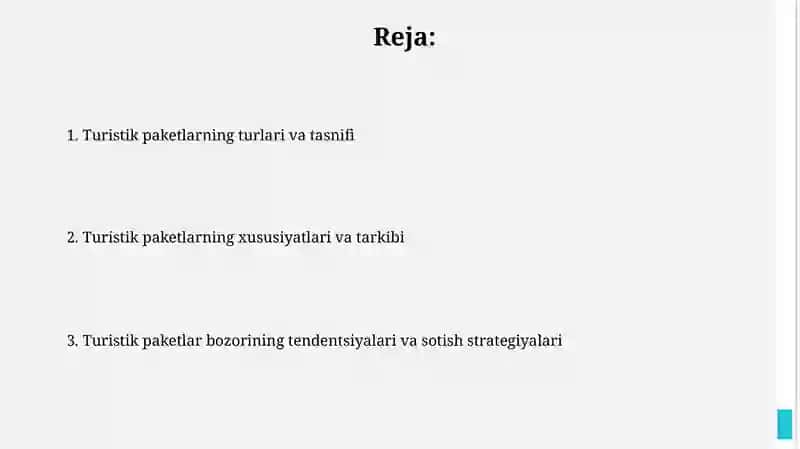 Turistik paketlar turlari va ularning oʻziga xosligi 2