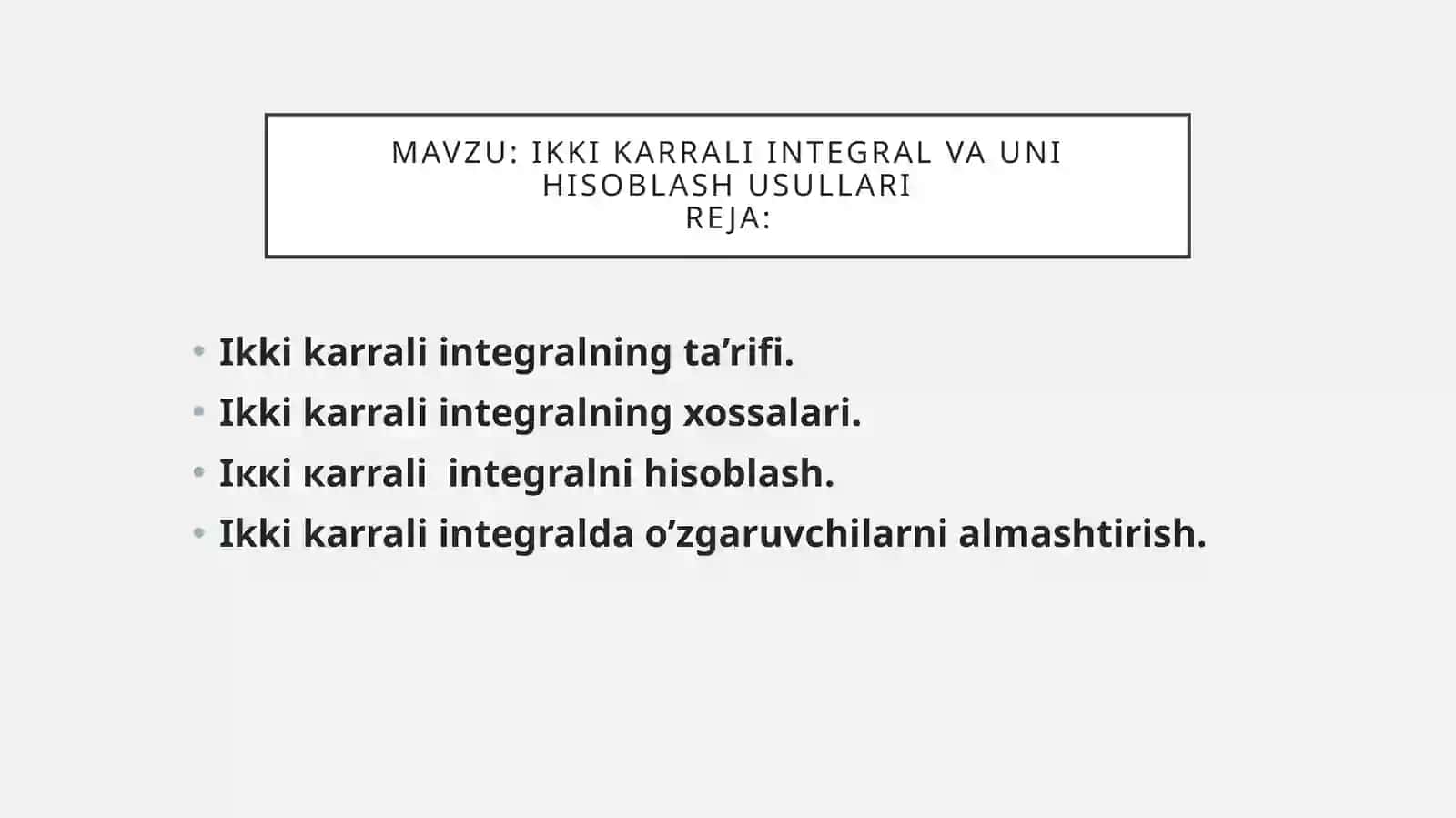 Ikkikarrali integral va uning hisoblash usullari 2