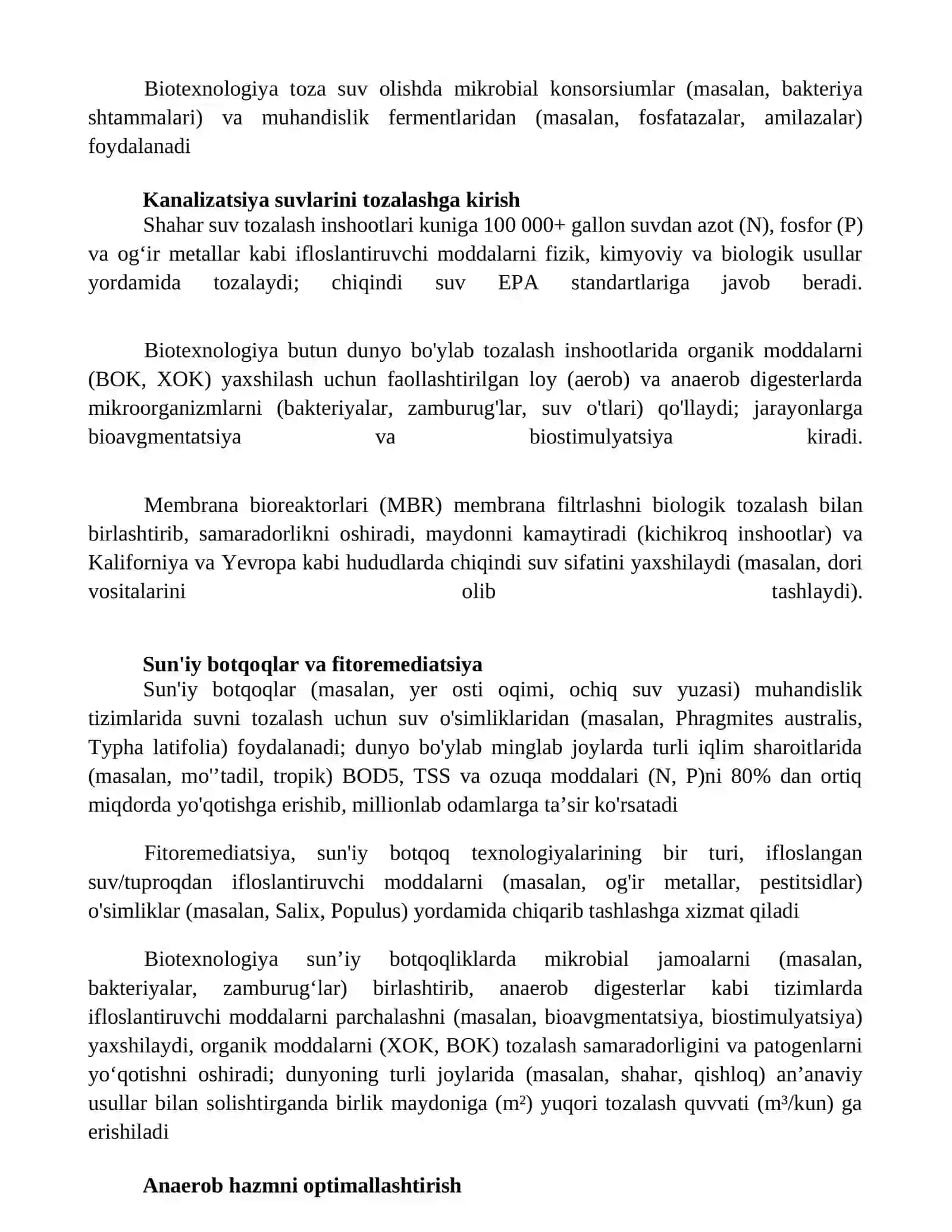Oqava suvlarni tozalash biotexnologiyasi 2