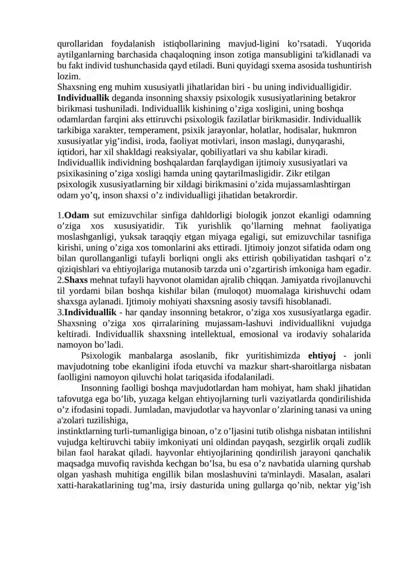Shaxsni ichki regulyarsiyasi 2