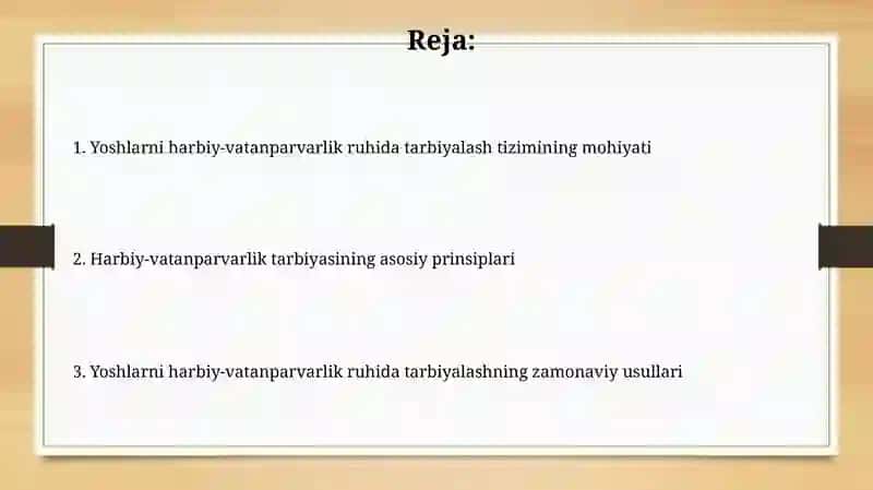 Yoshlarni harbiy-vatanparvarlik ruhida tarbiyalash tizimi va uning asosiy prinsiplari 2