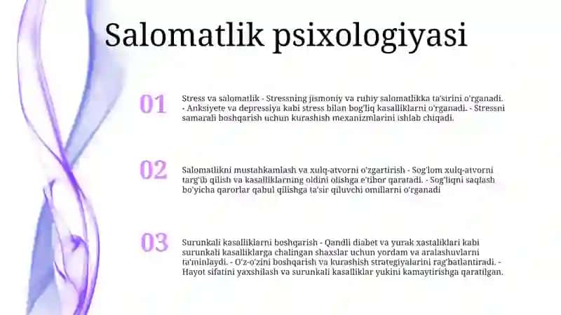 Tibbiyot Psixologiyasining Alohida Sohalari 2