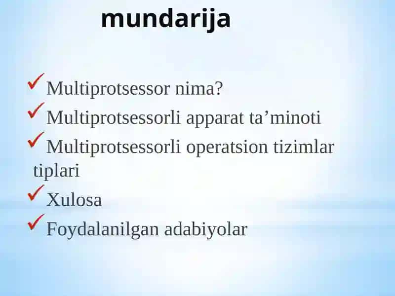 MULTIPROTSESSORLI TIZIMLAR 2