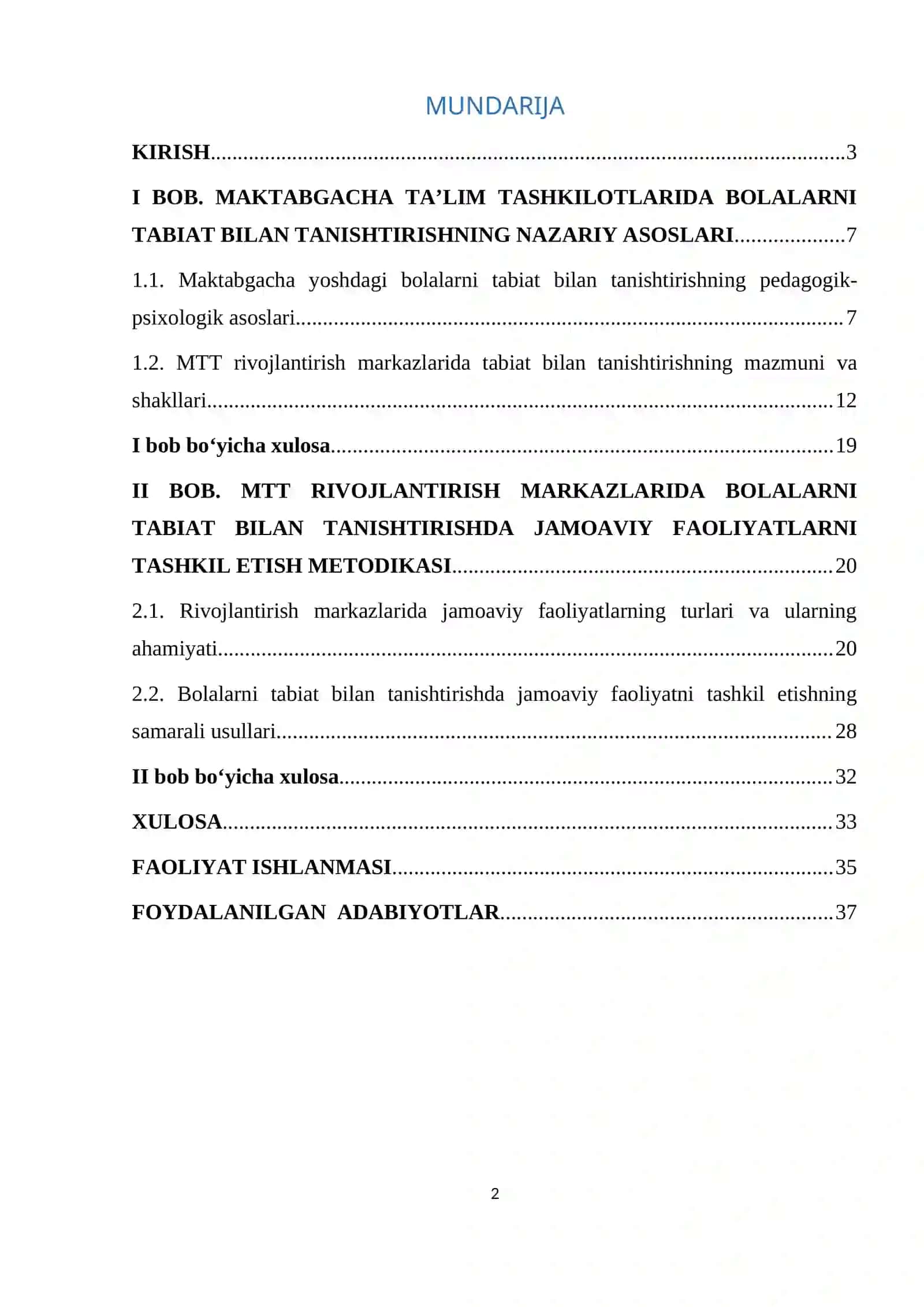 MTT rivojlantirish markazlarida bolalarni tabiat bilan tanishtirishda jamoaviy faoliyatlarni tashkil etish 2