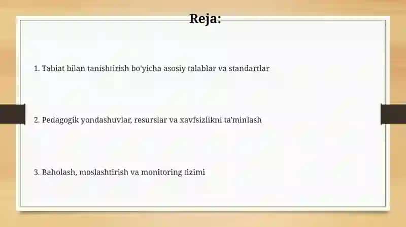 Maktabgacha yoshdagi bolalarni tabiat bilan tanishtirish bo'yicha davlat talablari 2