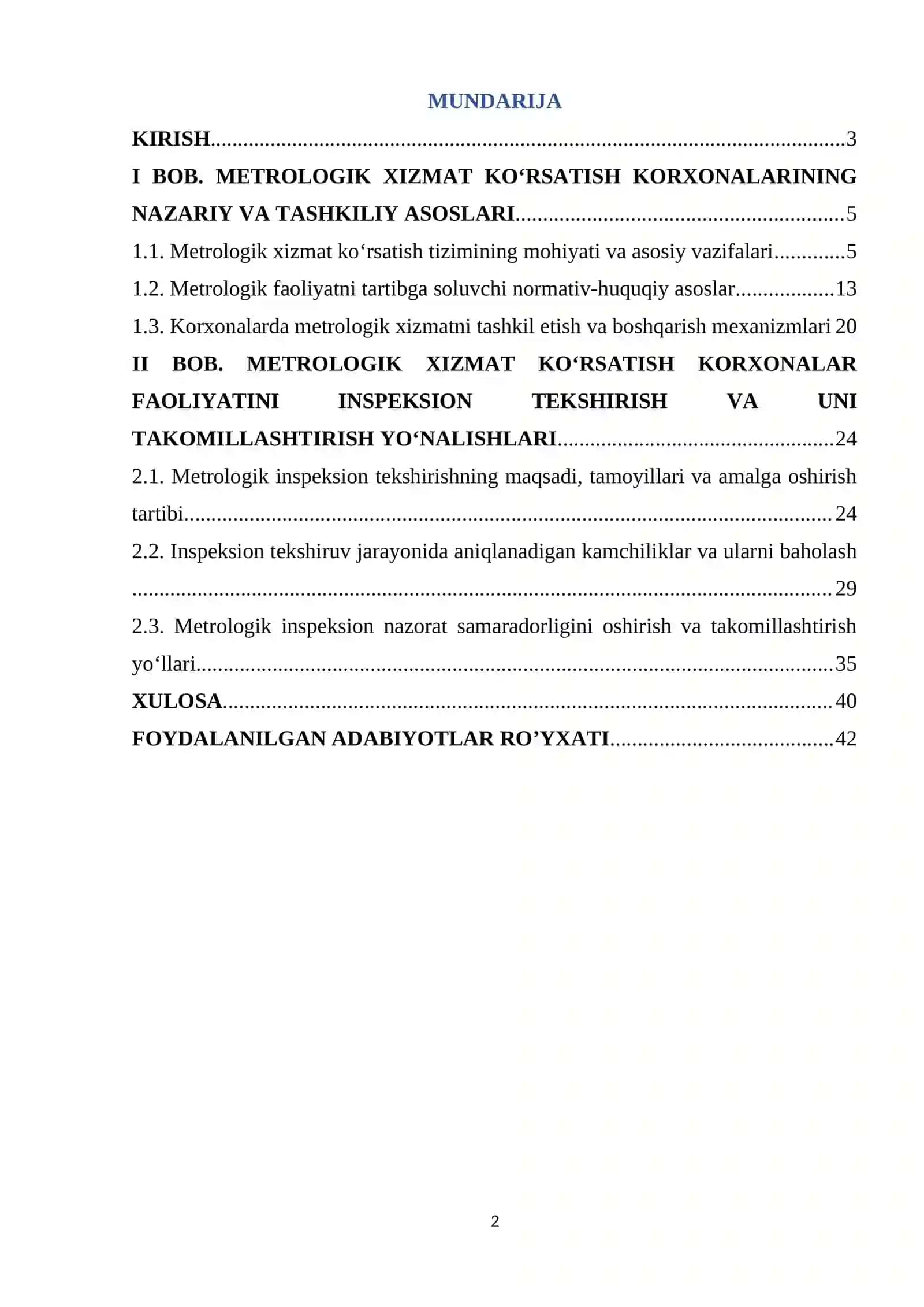 Metrologik xizmat ko’rsatish korxonalar faoliyatini inspeksion tekshirish 2