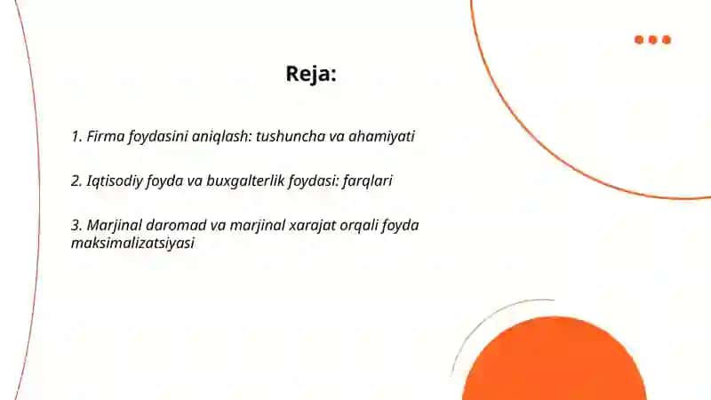 Firma foydasini aniqlash va uni maksimallashtirish 2