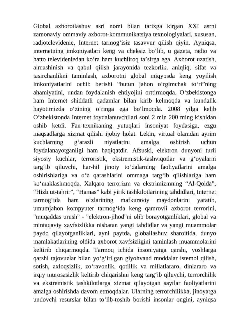 INTERNET-AXBOROT GLOBALLASHUVINING O’ZIGA XOS VOSITASI 2
