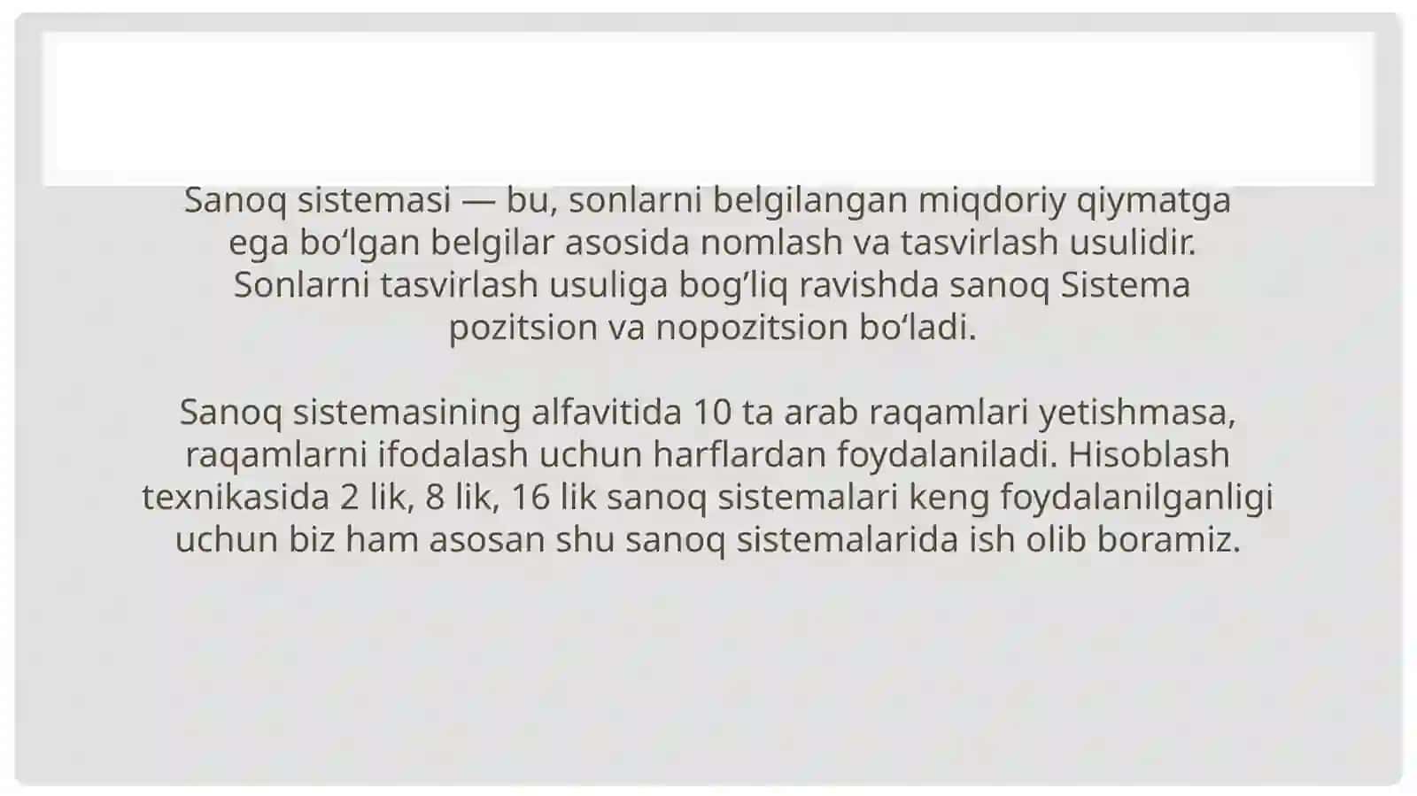 Birsanoqsistemasidanboshqasanoqsistemasigao’tishasgatovraufulla 2