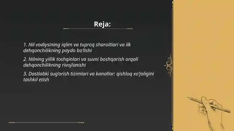 Qadimgi Misr ilk dehqonchilik yuzaga kelishi 2