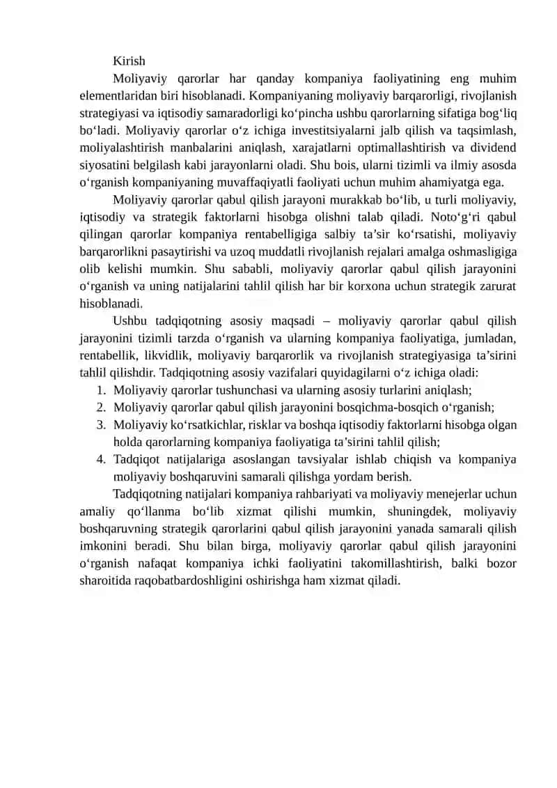 Moliyaviy qarorlar qabul qilish jarayonini oʻrganish 2