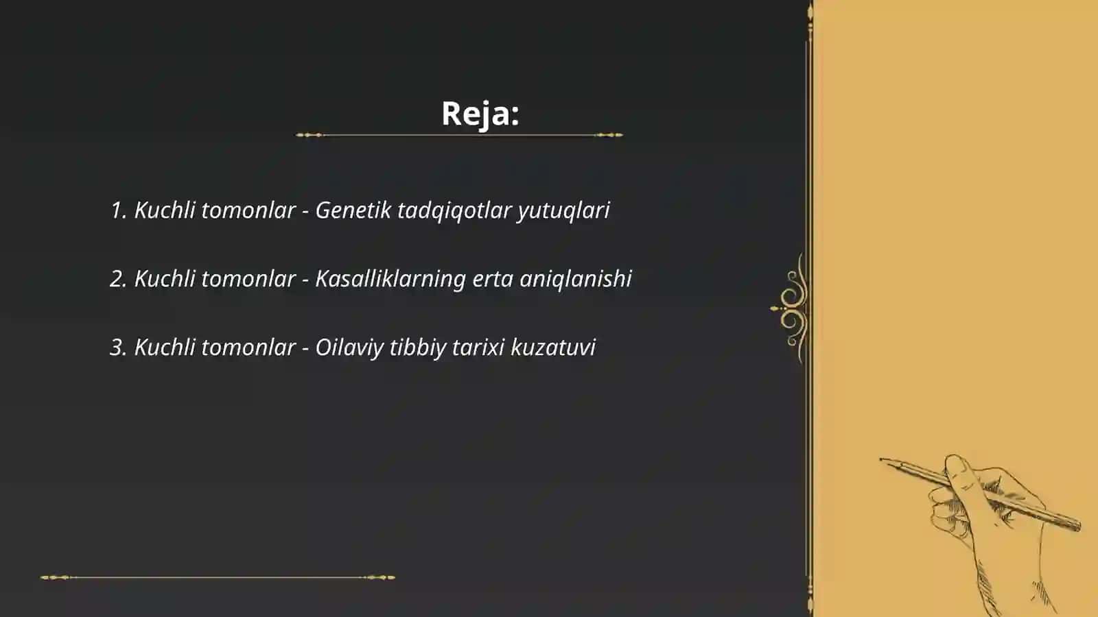 Nasldan-naslga o'tadigan kasalliklar SWOT tahlil 2