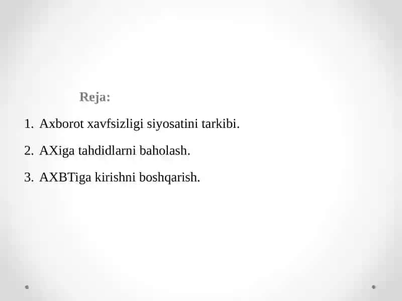Axborot Xavfsizligi Siyosati 2