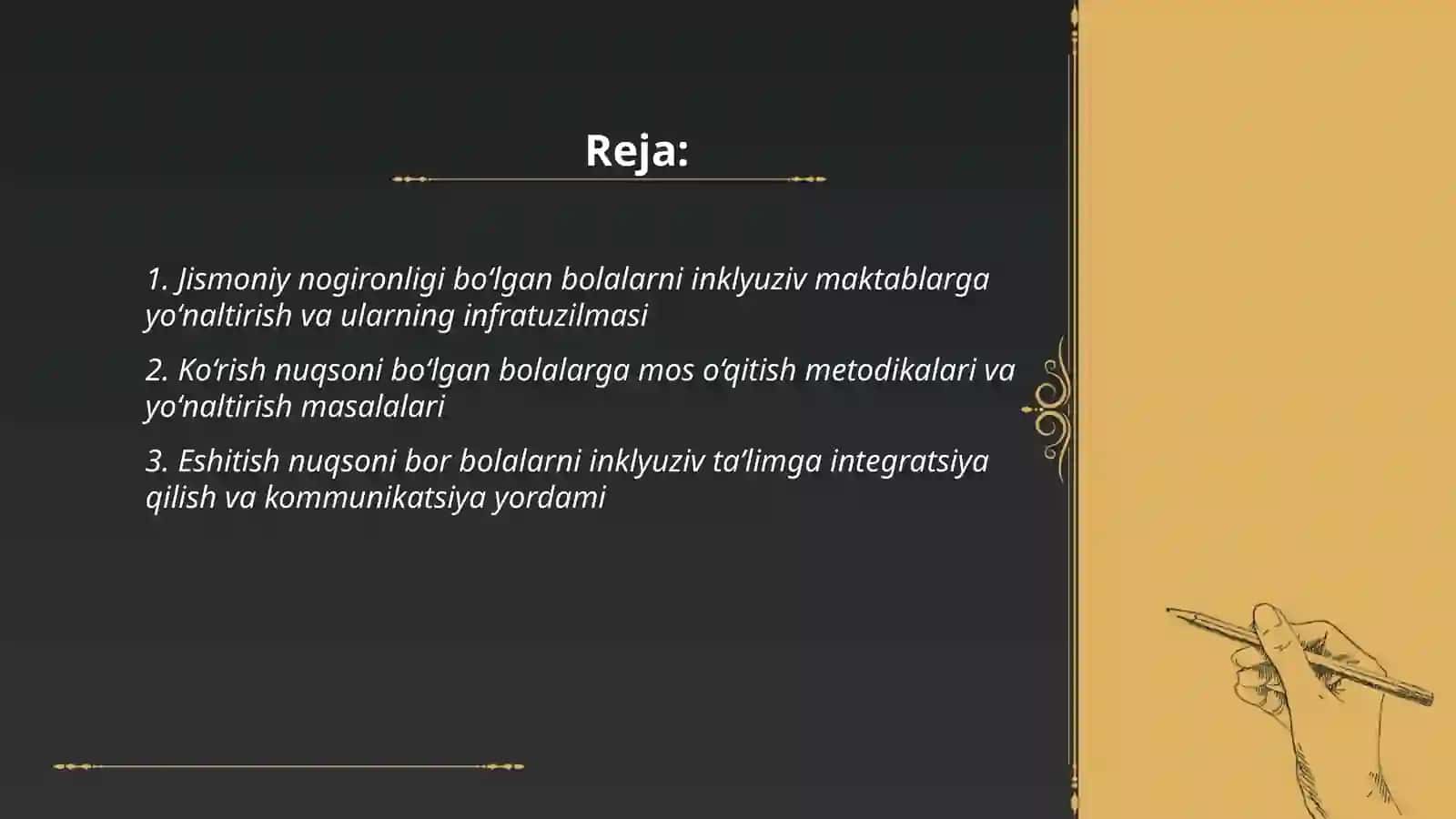 Imkoniyati cheklangan bolalar turlari va ularni inklyuziv taʼlimga yoʻnaltirish masalalarini tahlil qilish 2
