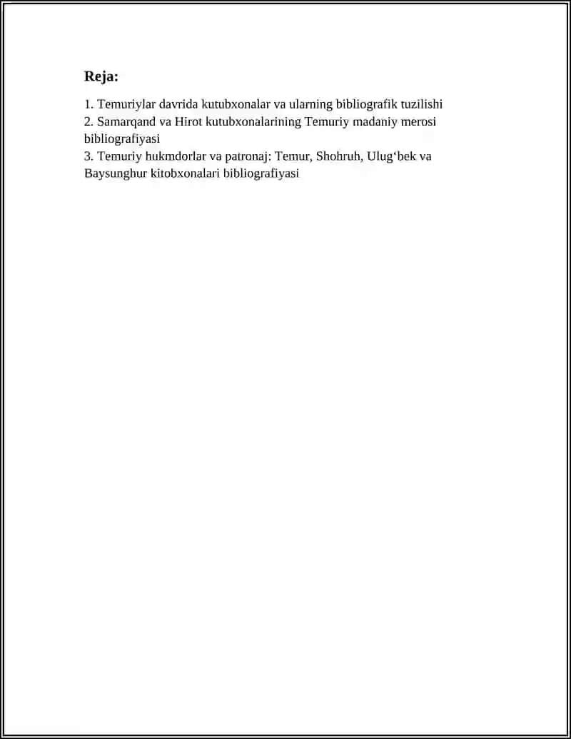TEMURIYLAR DAVRIDA BIBLIOGRAFIYA 2