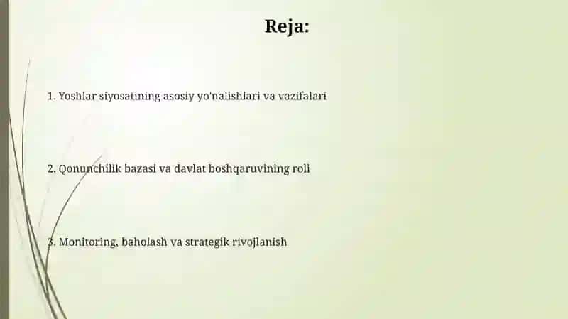 Yoshlar siyosatining asosiy yo'nalishlari va vazifalari 2