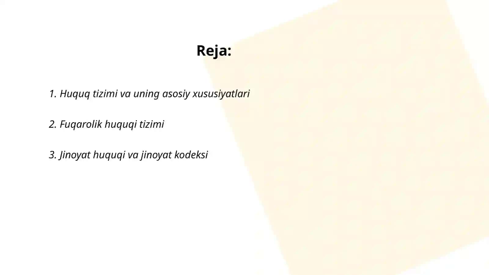Huquq tizimi va oilalari 2