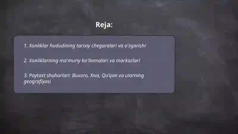 Orta osiyo xonliklari tarixiy geografiyasi 2