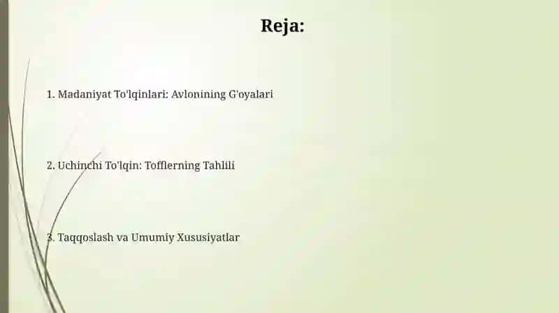 AbdullaAvloniyningʼʼMadaniyattoʻlqinlariʼʼvaE.TofflerningʼʼUchinchitoʻlqinʼʼasari 2