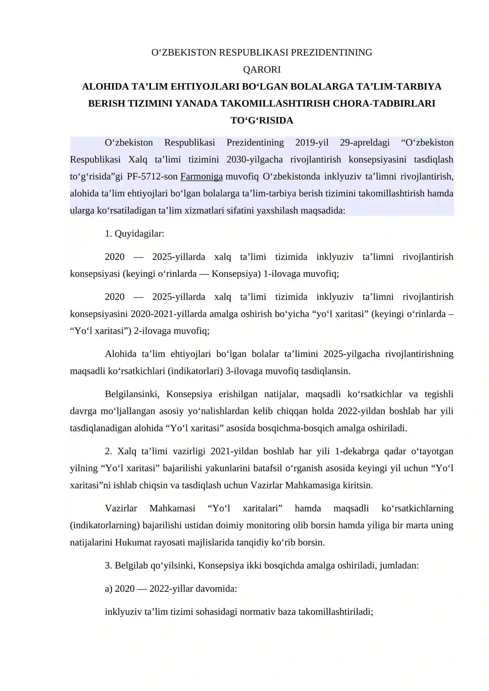 Davlat ta’lim talablari va umumta’lim maktab bolalar maktabining boshlang’ich sinflari uchun 2
