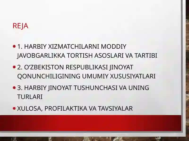 Harbiy Xizmatchilarni Moddiy Javobgarlikka Tortish Asoslari va Tartibi 2