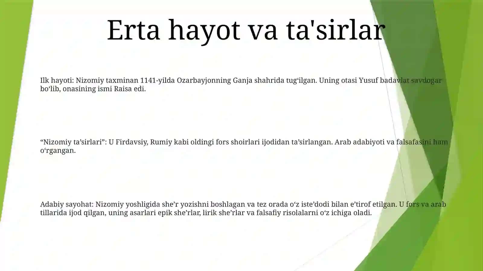 Nizomiy Ganjaviy Hayoti Va Ijodi 2