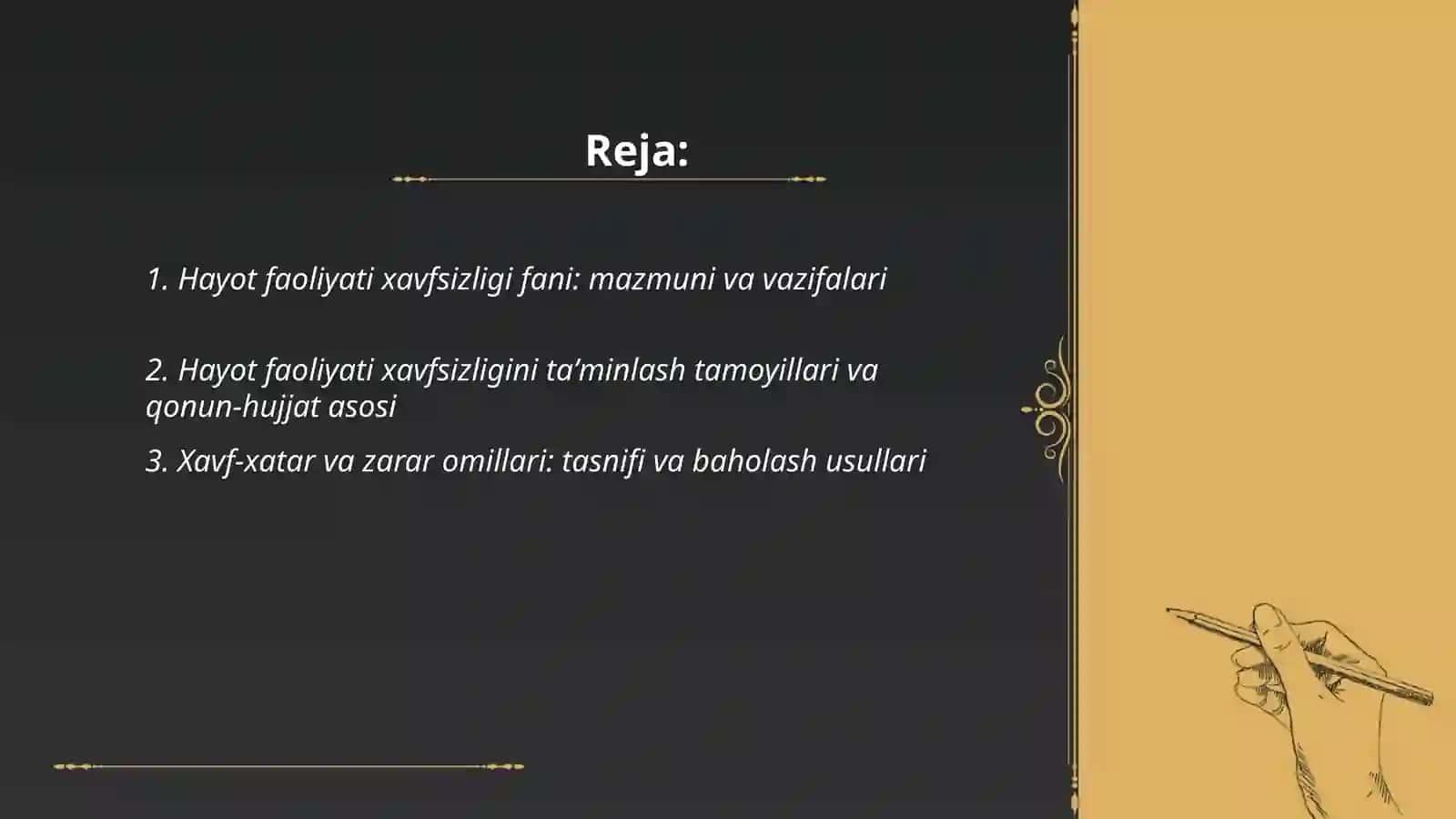 Hayot faoliyati xavfsizligi fani haqida 2