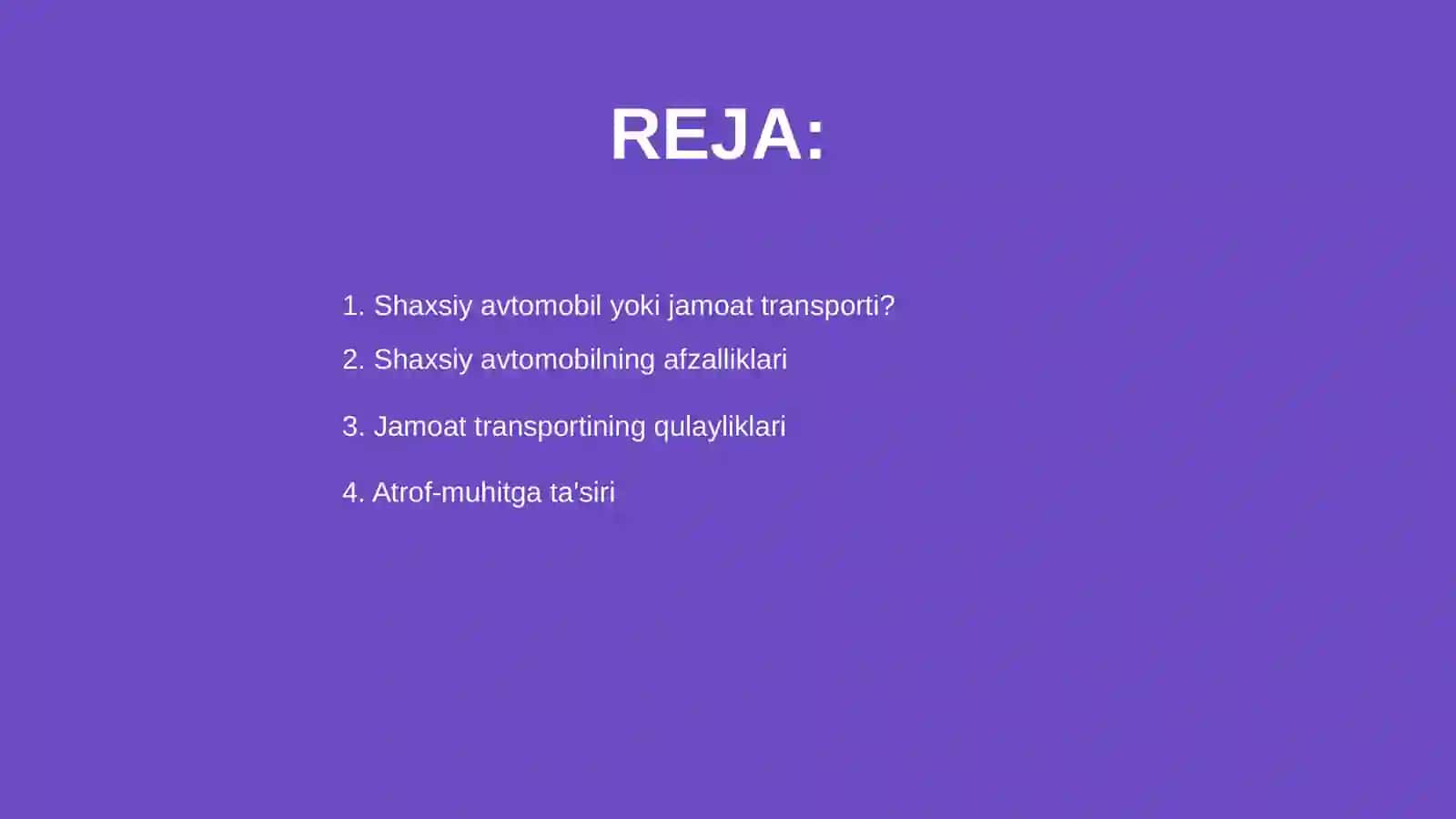 Shaxsiy avtomobil yoki jamoat transporti? 2