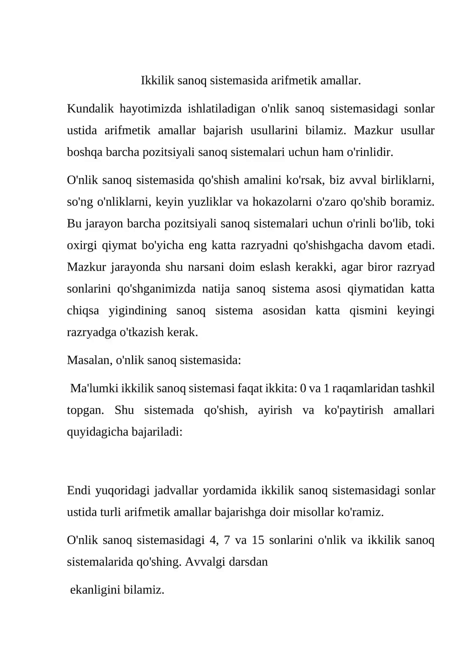 Ikkilik sanoq sistemasining tadbiqi 2