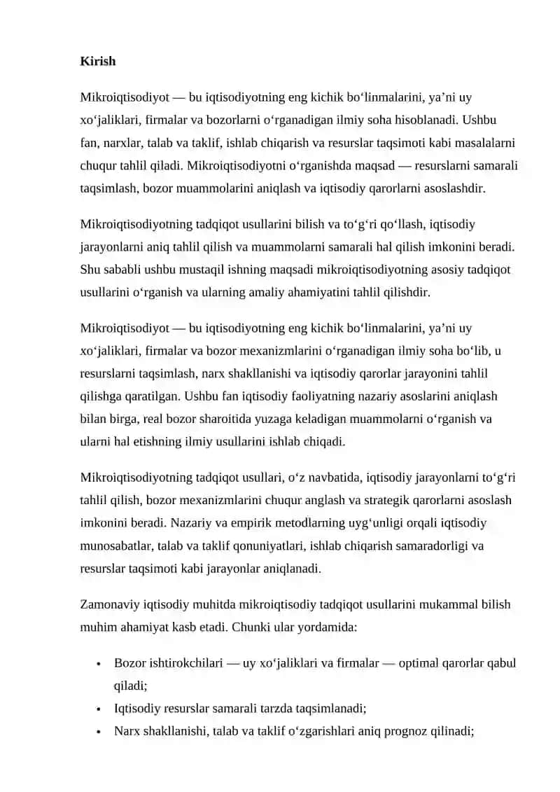 MIKROIQTISODIYOTNING TADQIQOT USULLARI 2