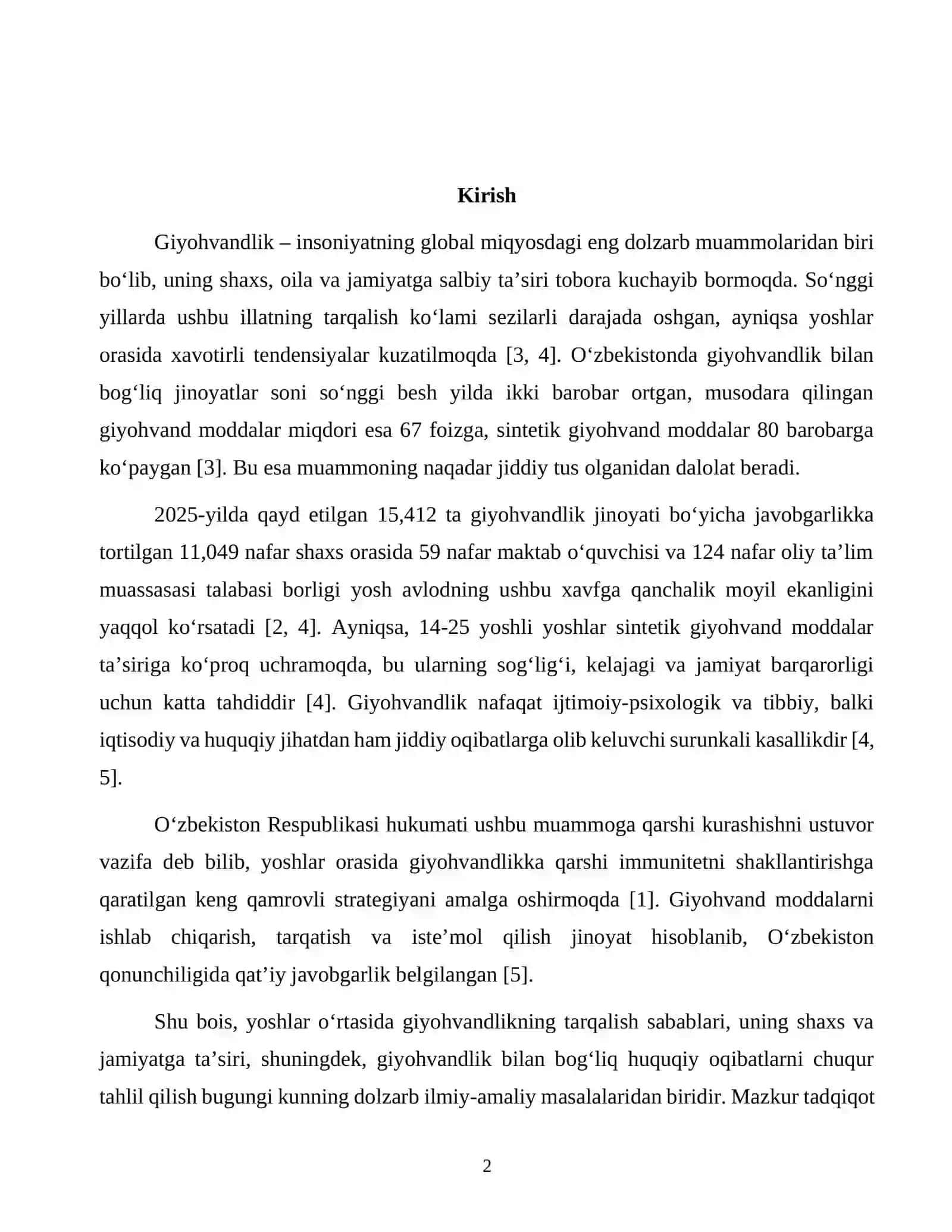 Yoshlar oʻrtasida giyohvandlikning tarqatishi va giyohvandlikning huquqiy oqibatlari 2