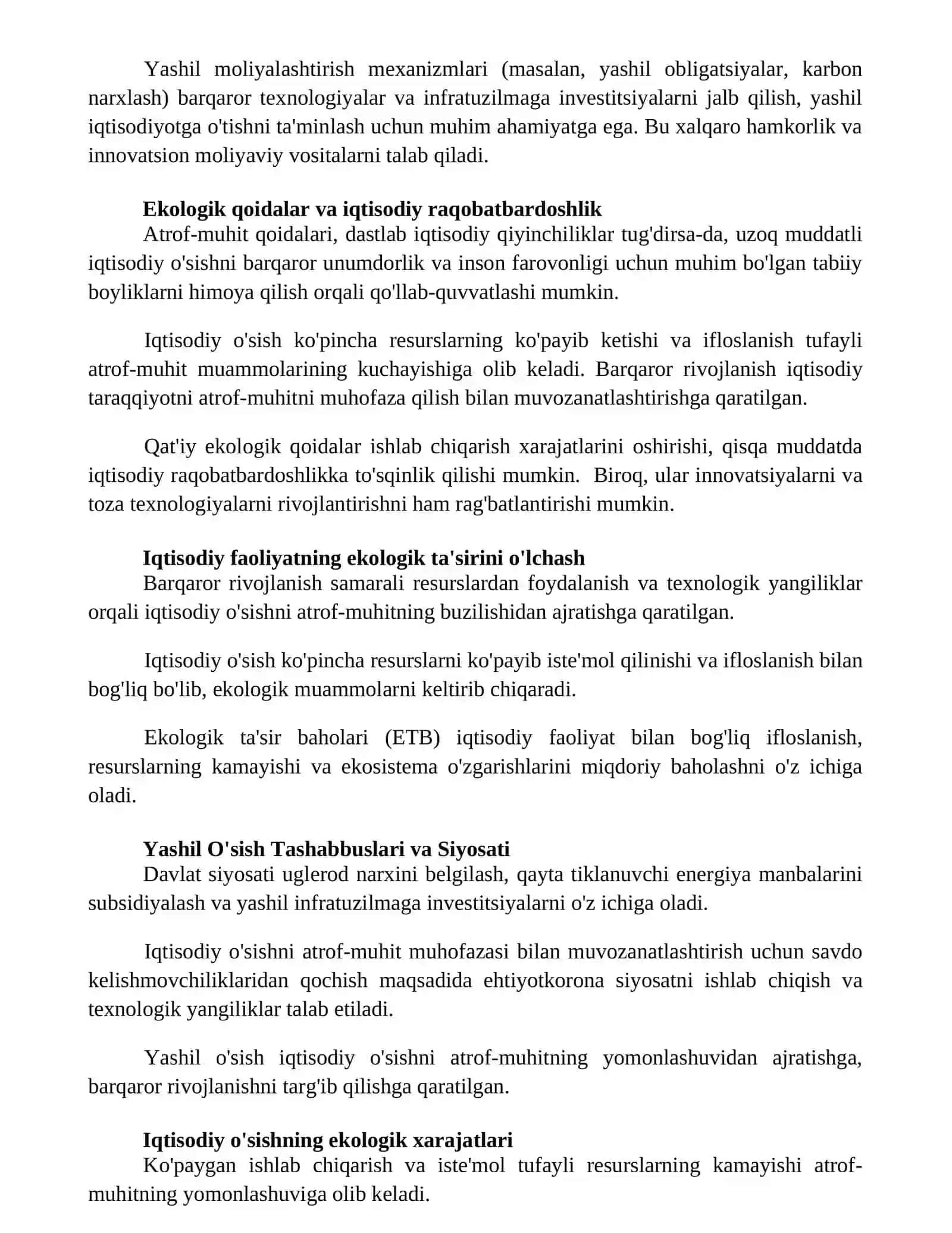 Iqtisodiy oʻsish va ekologik muammolar 2