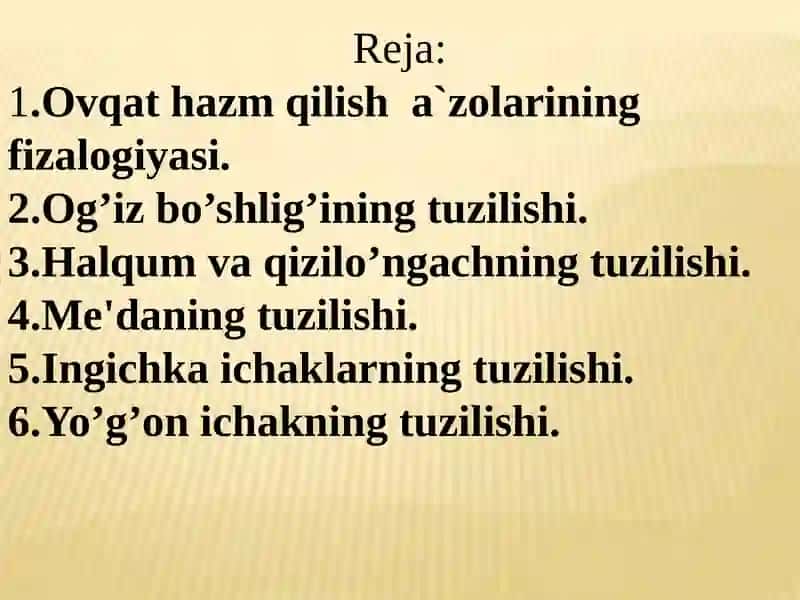 Ovqat hazm qilish organlarining fizalogiyasi 2